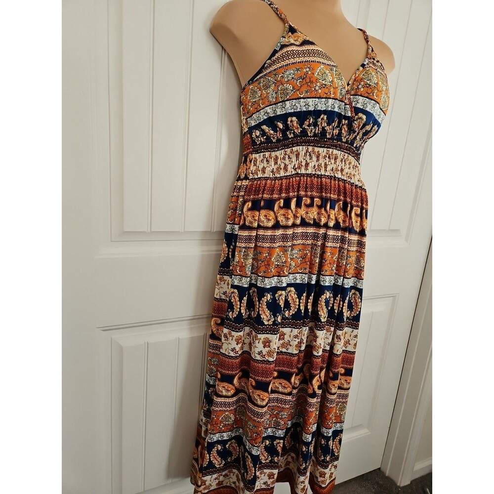 Bobbie Brooks Boho Paisley Maxi 3X Elastic Smocked Waist Adjustable straps - Picture 2 of 8